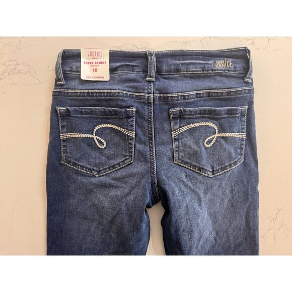 NWT Justice Jeans Girls 10 Super Skinny Distressed Mid Rise Soft Stretch Kids - Picture 8 of 10
